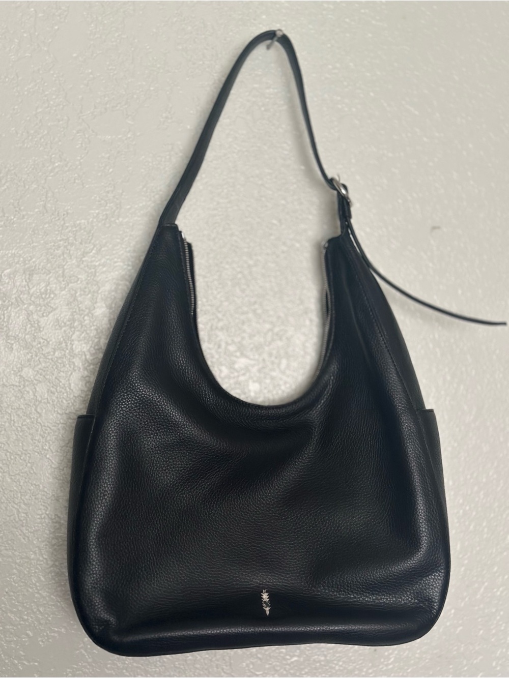 Thacker Black Leather Hobo Shoulder Bag